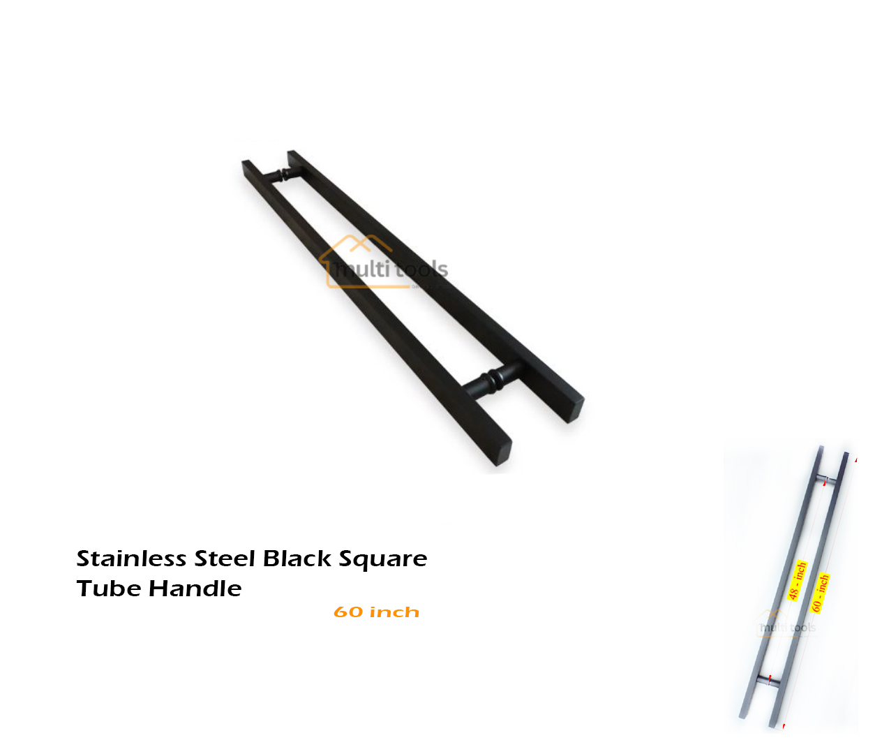 60 Inch Stainless Steel Black Square Tube Handle